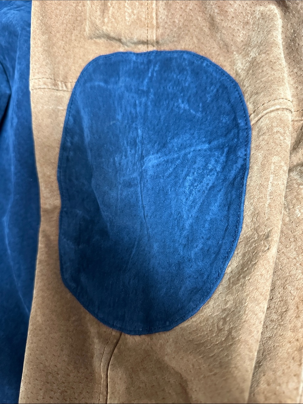 Avalanche men’s vintage varsity style, blue/ brown suede jacket. Marine patches - Picture 10 of 13